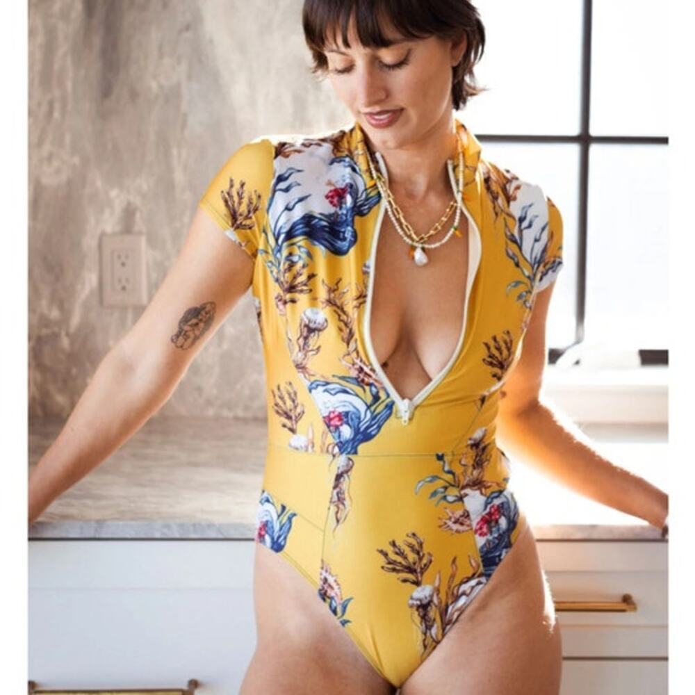 NWT!  OLIVE  Surf The Bri One Piece Meduse Swimsuit - XS
